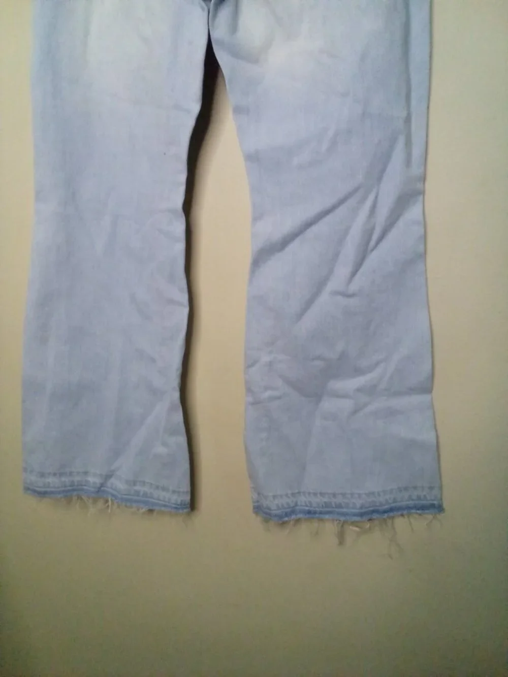 Old Navy Jeans Girls 12 Baggy Flare High Rise Light Wash Raw Hem Blue